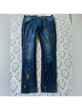 Men’s AHP Another Hype Piece Jeans Size 42x34 #0100543 Orange Splash